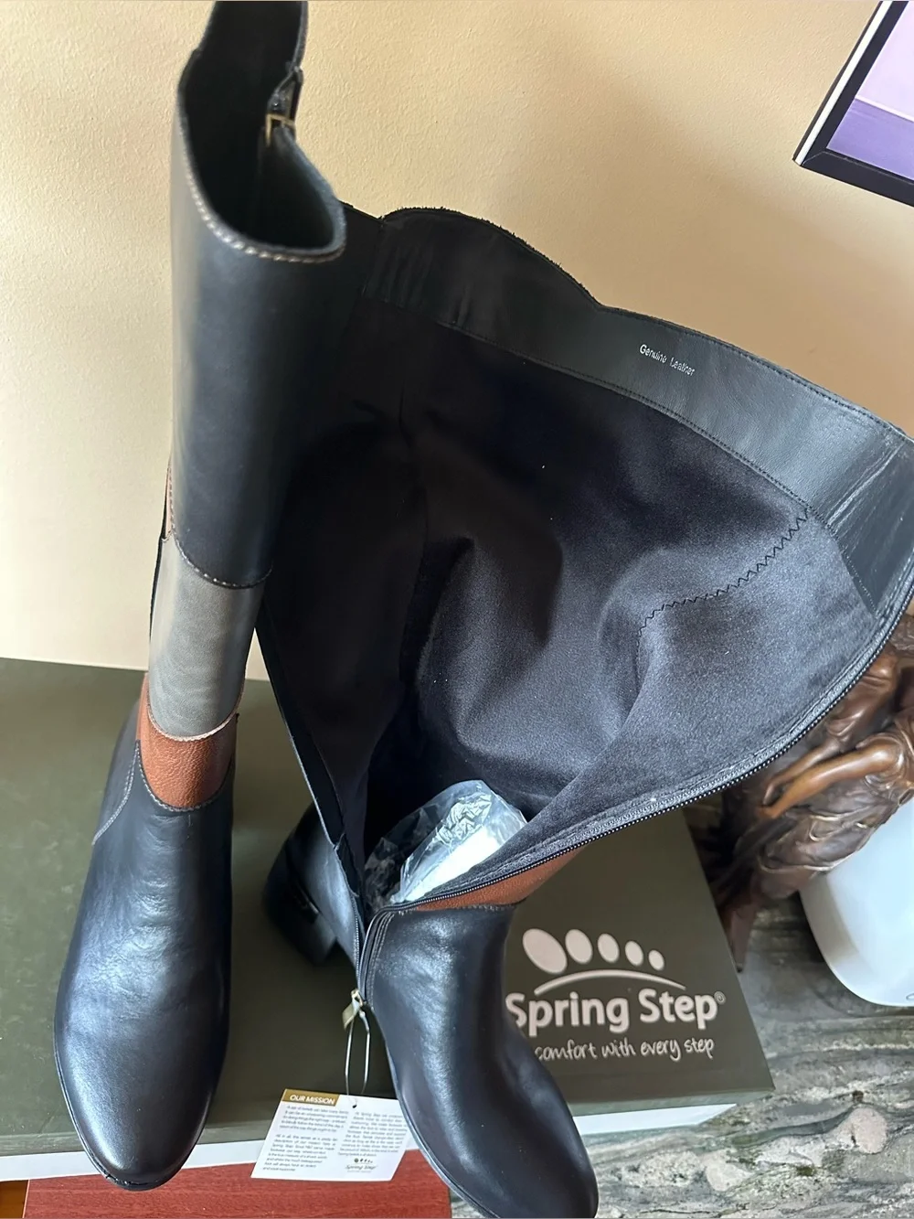 NIB Spring Step Patchwork Boots.high-quality Multi-color combo leather.s40(US 9)